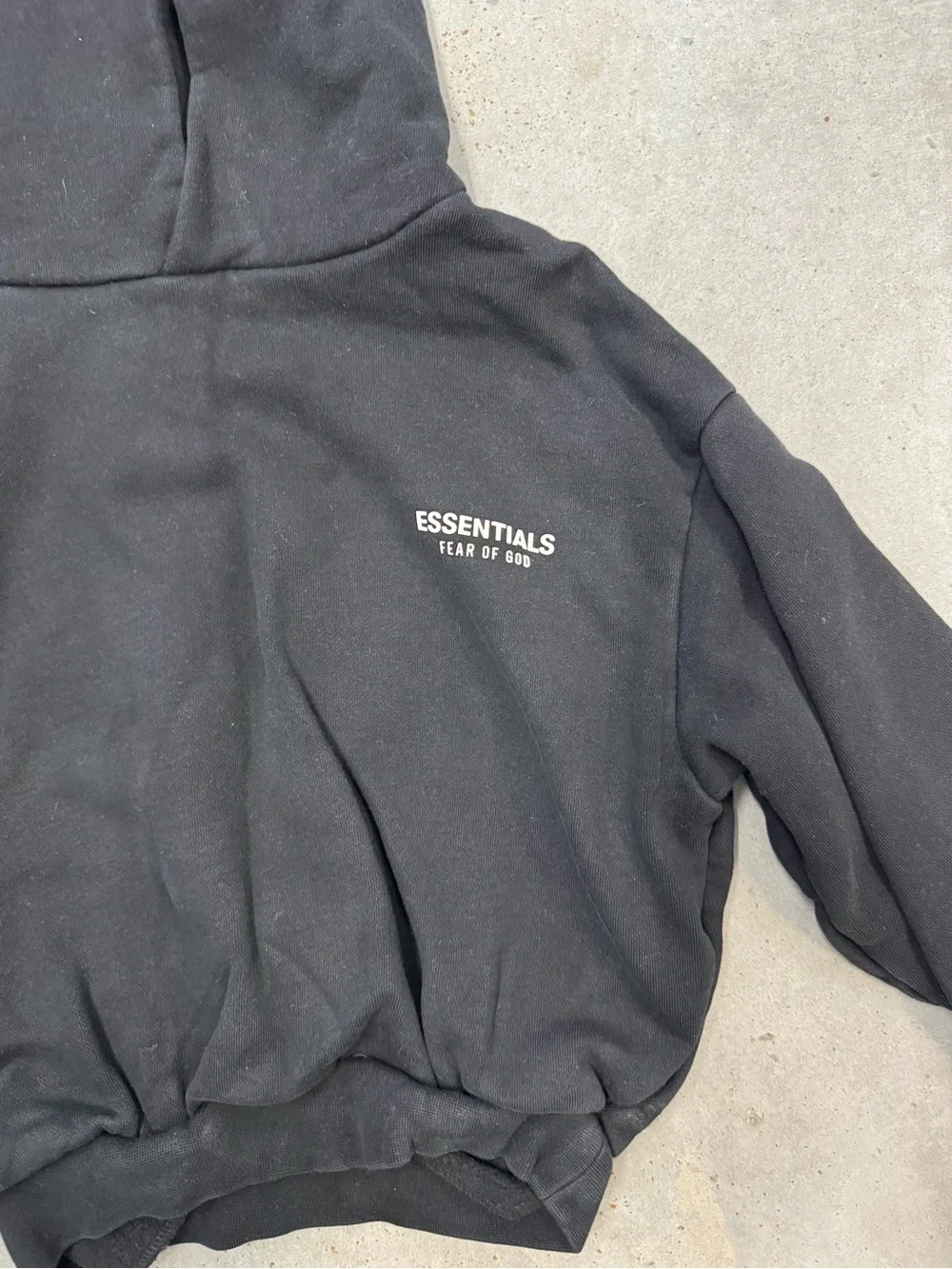 Fear of God Essentials Kids Black Logo Hoodie Size 4/5